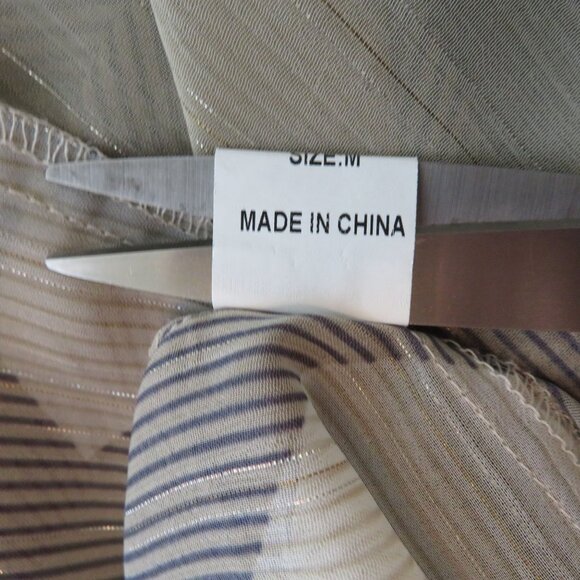 Vintage Striped Plaid Sheer Button-Down Shirt Long Sleeves Pointed Collar Size M - Picture 11 of 11